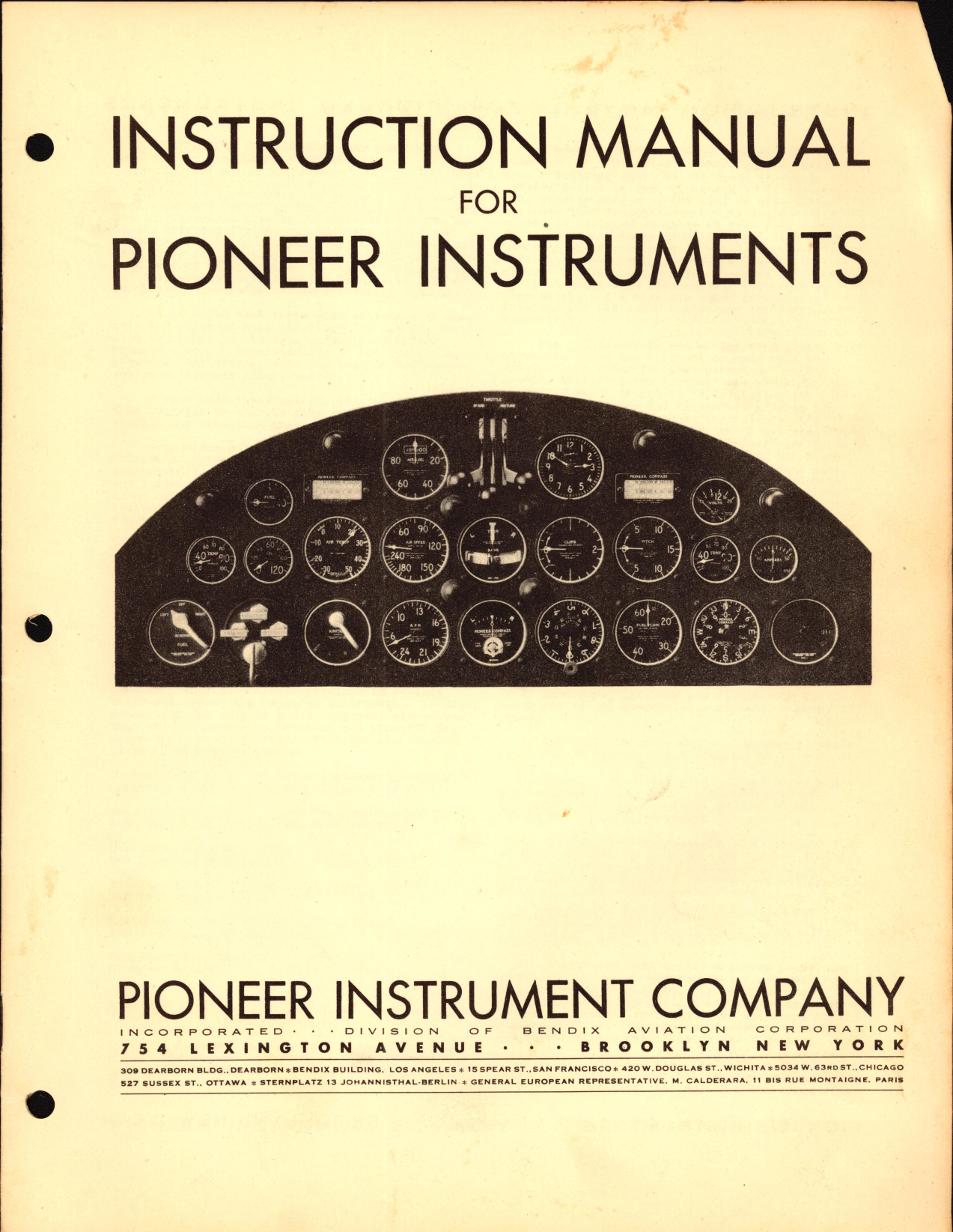 Sample page 1 from AirCorps Library document: Instruction Manual for Pioneer Instruments
