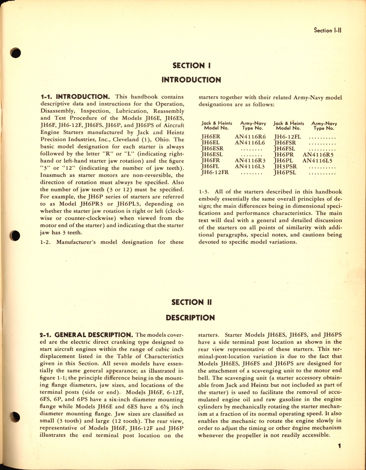 Sample page 7 from AirCorps Library document: Handbook of Instructions with Parts Catalog for Jack & Heintz Electric Direct Cranking Starters Models JH6