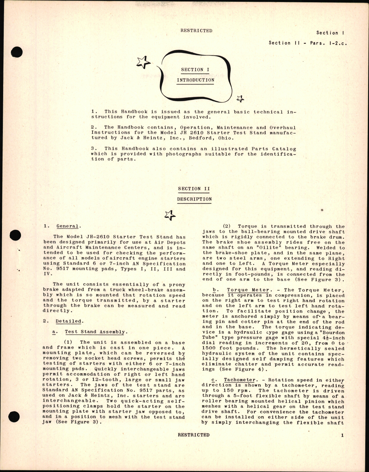 Sample page 5 from AirCorps Library document: Handbook of Instructions with Parts Catalog for the Jahco Model JH-2610 Starter Test Stand
