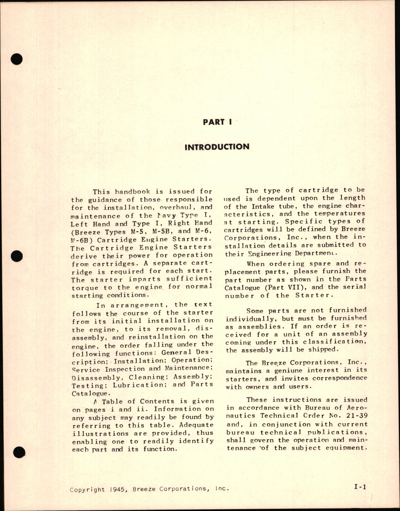 Sample page 5 from AirCorps Library document: Installation, Operation, and Maintenance Manual for Cartridge Engine Starter Types M-5 and M-6