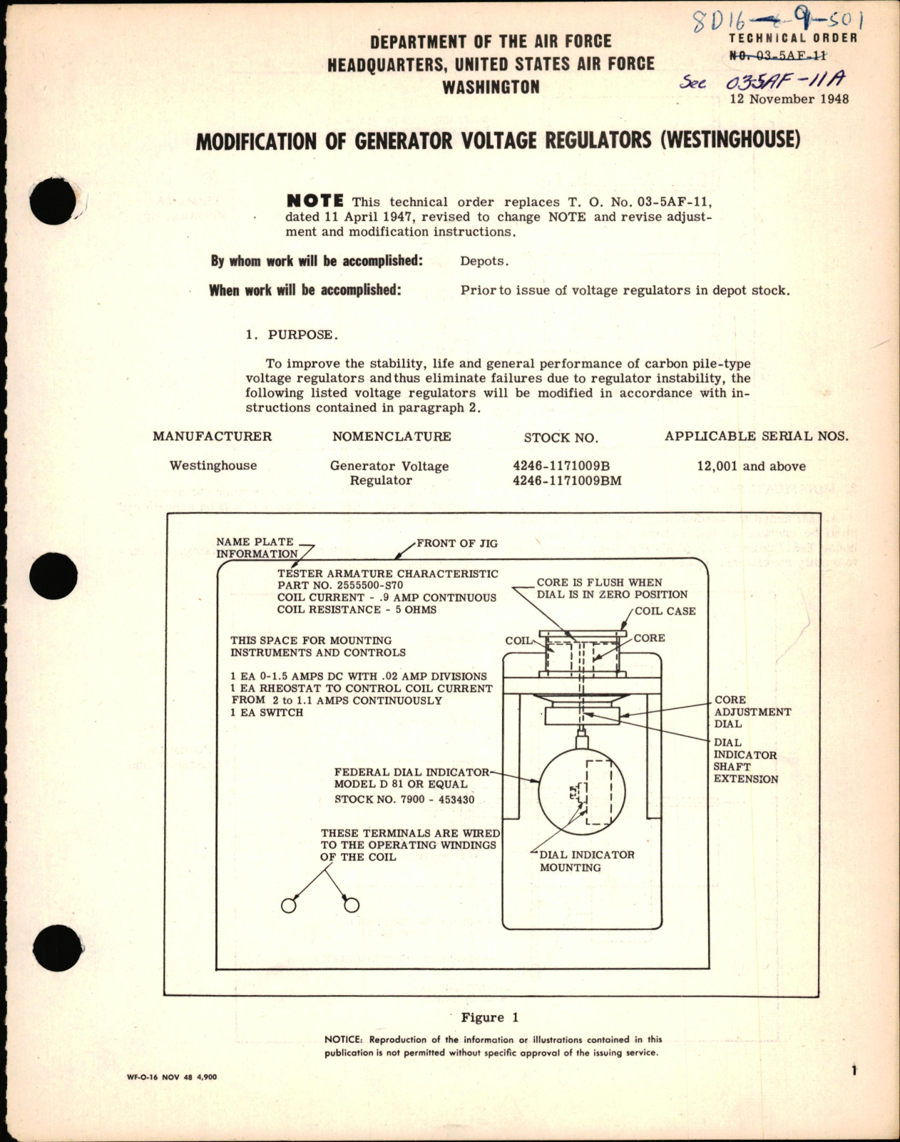Sample page 1 from AirCorps Library document: Modification of Generator Voltage Regulators