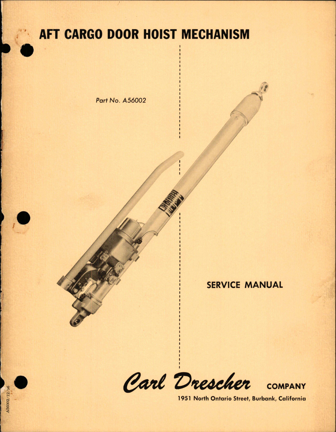 Sample page 1 from AirCorps Library document: Service Manual for Aft Cargo Door Hoist Mechanism - Part A56002