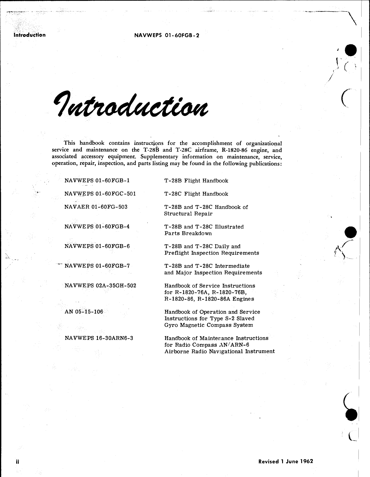 Sample page  4 from AirCorps Library document: Handbook Maintenance Instructions, T-28B T-28C