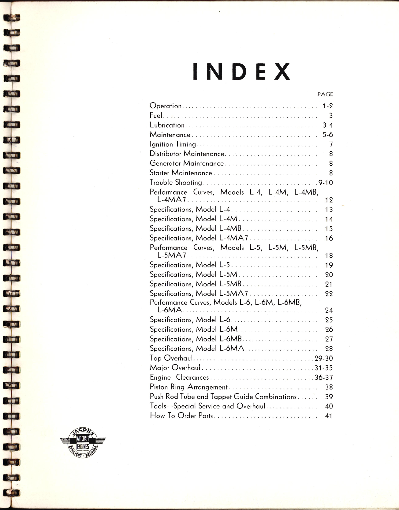 Sample page 7 from AirCorps Library document: Instruction Manual and Parts Price List for Jacob Aircraft Engines Models L-4, -4M, -4MB, -4MA7, L-5, -5M, -5MB, -5MA7, L-6, -6M, -6MB, -6 MA