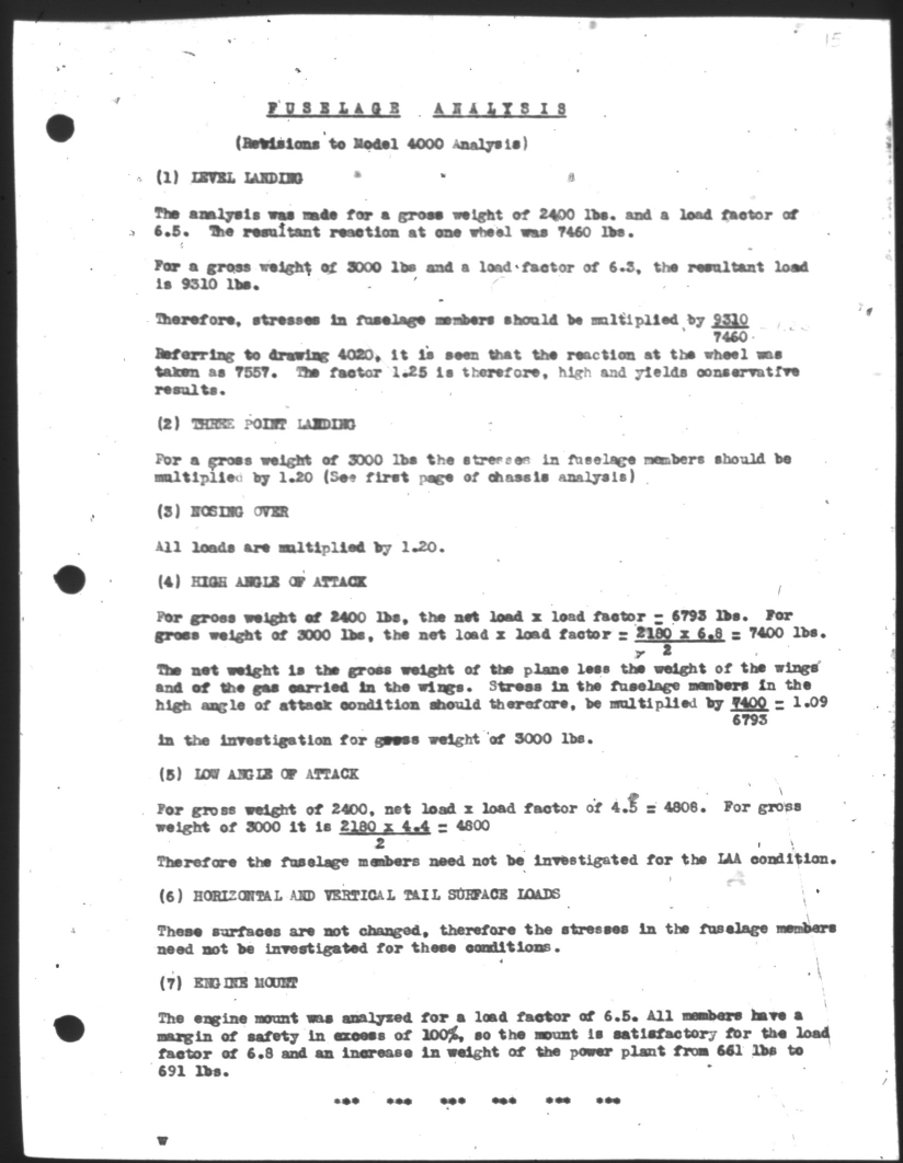 Sample page 1 from AirCorps Library document: Revisions to Fuselage Analysis for Travel Air model 4000