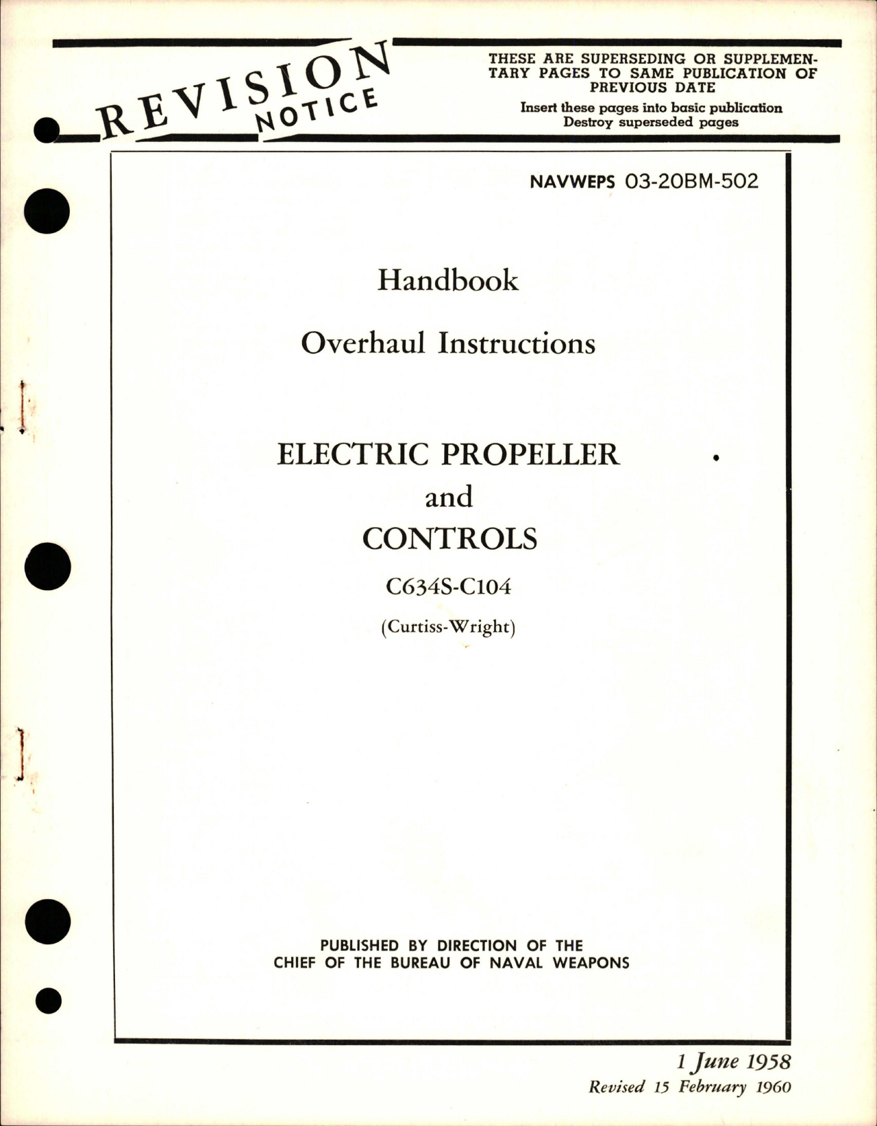 Sample page 1 from AirCorps Library document: Overhaul Instructions for Electric Propeller and Controls - C634S-C104 