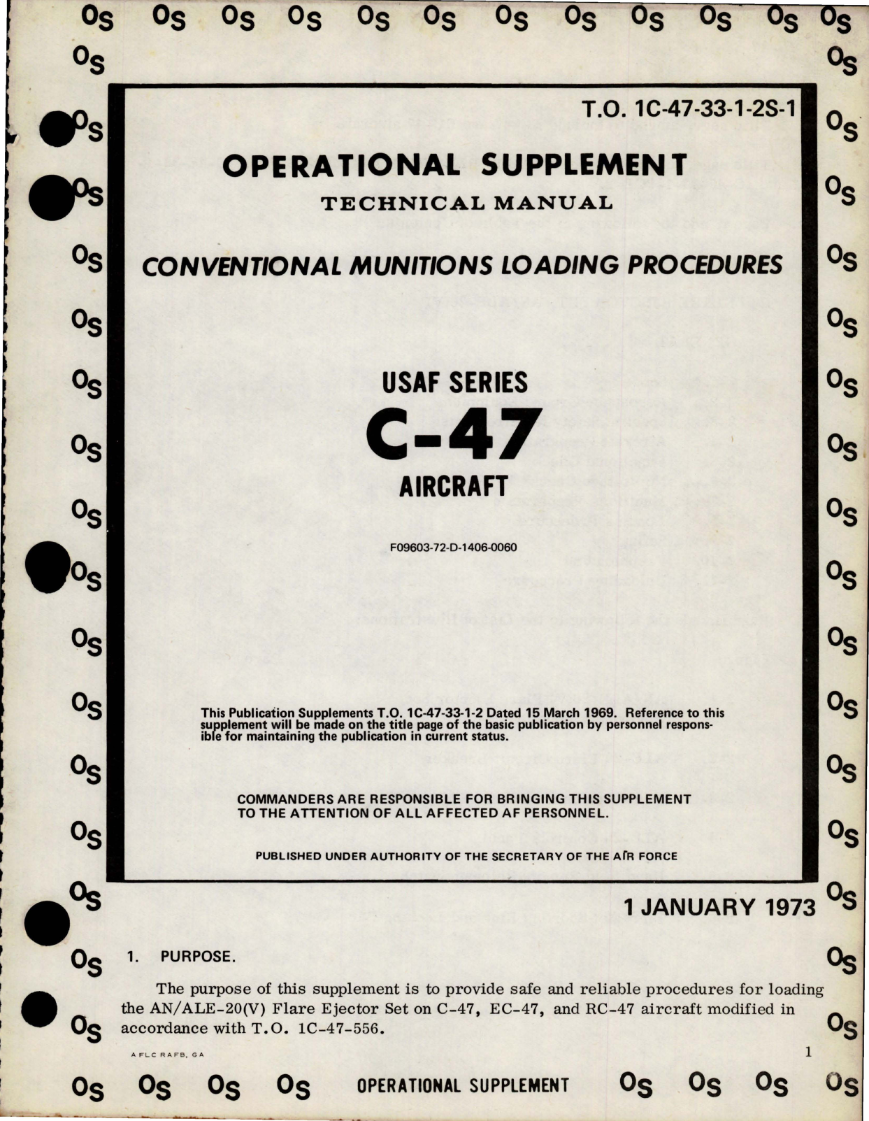 Sample page 1 from AirCorps Library document: Supplement to Conventional Munitions Loading Procedures for C-47