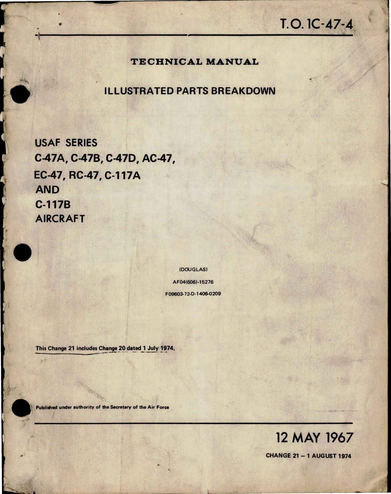 Sample page 1 from AirCorps Library document: Illustrated Parts Breakdown for C-47A, C-47B, C-47D, AC-47, EC-47, RC-47 C-117A and C-117B