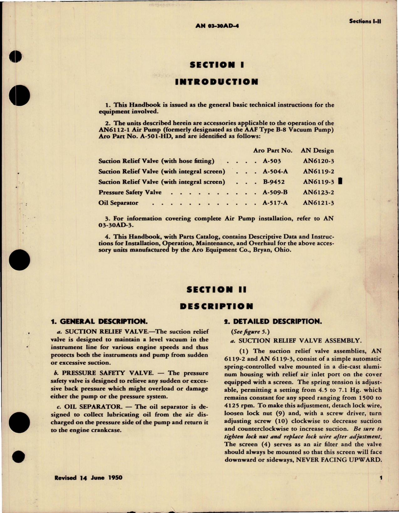 Sample page 5 from AirCorps Library document: Operation, Service, and Overhaul Instructions with Parts for Relief Valves, Safety Valve, and Oil Separator 