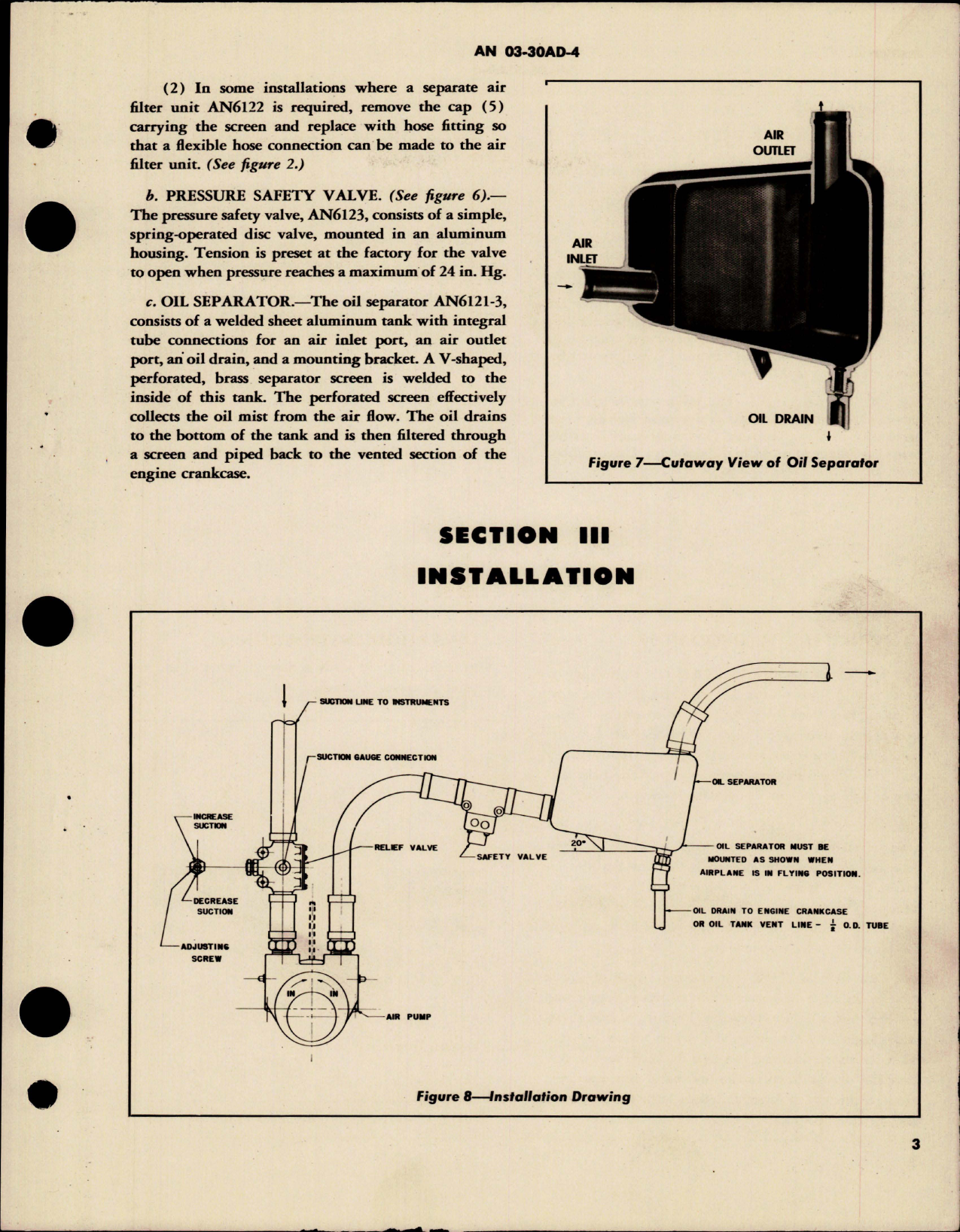 Sample page 7 from AirCorps Library document: Operation, Service, and Overhaul Instructions with Parts for Relief Valves, Safety Valve, and Oil Separator 