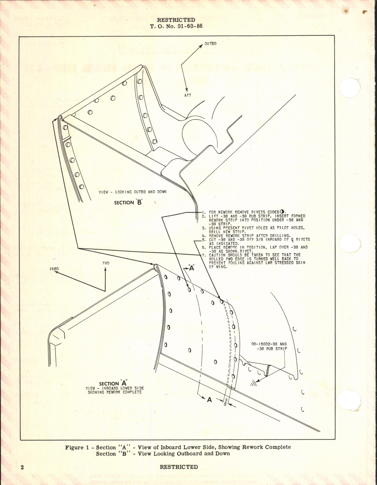 Sample page 2 from AirCorps Library document: Modification of Aileron Rubbing Strip for B-25 Series