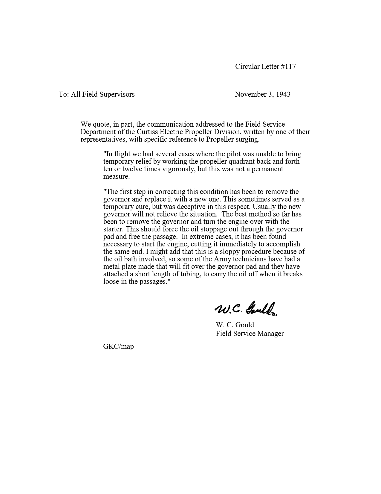 Sample page 1 from AirCorps Library document: Curtiss Propeller Surging