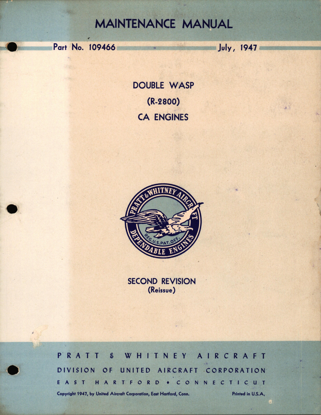 Sample page 1 from AirCorps Library document: Maintenance Manual for R-2800 CA Series Double Wasp Engines