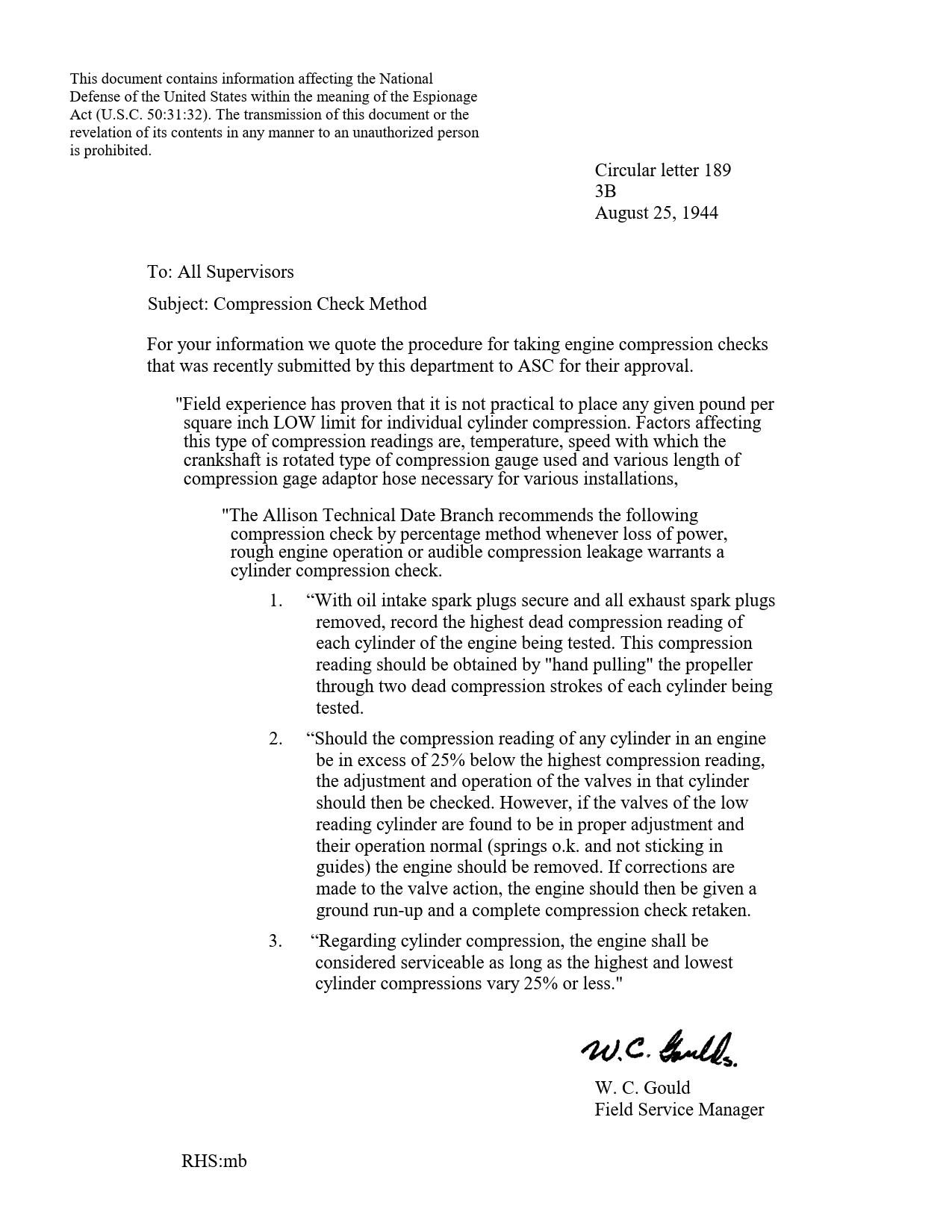 Sample page 1 from AirCorps Library document: Compression Check Method