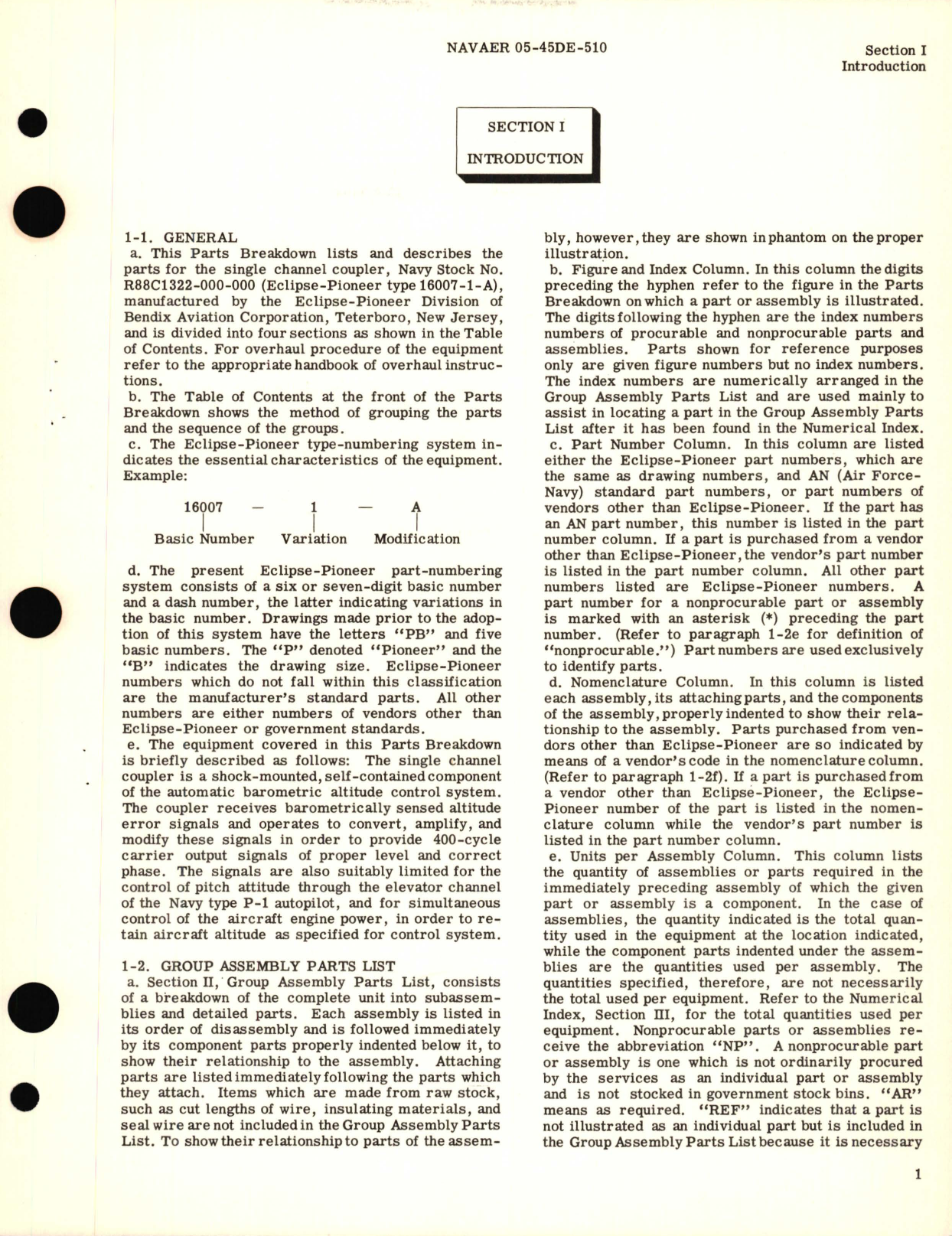 Sample page 5 from AirCorps Library document: Illustrated Parts Breakdown for Single Channel Coupler Part No. 16007-1-A 