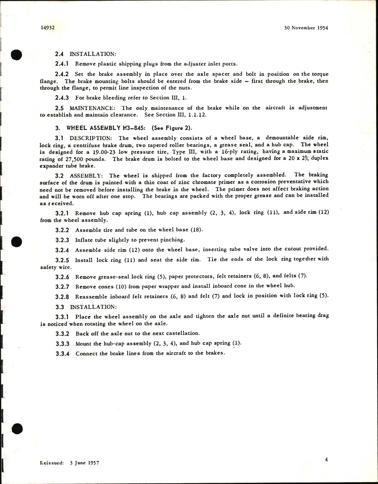 Sample page 7 from AirCorps Library document: Installation, Maintenance, and Overhaul of H14-932 Wheel and Brake Assembly, H3-845 Wheel Assembly, and H2-642 Brake Assembly on Curtiss C-46