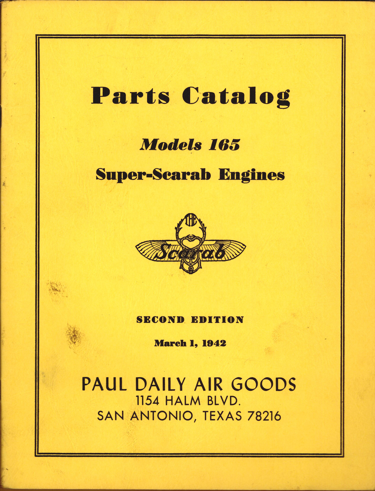 Sample page 1 from AirCorps Library document: Parts Catalog for Model 165 Super-Scarab Engines