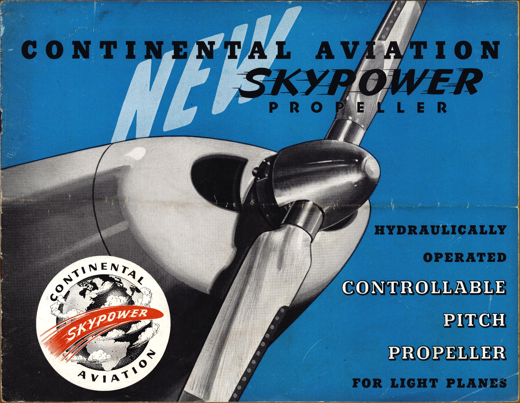 Sample page 1 from AirCorps Library document: Continental Aviation Skypower Hydraulically Operated, Controllable Pitch Propeller for Light Planes