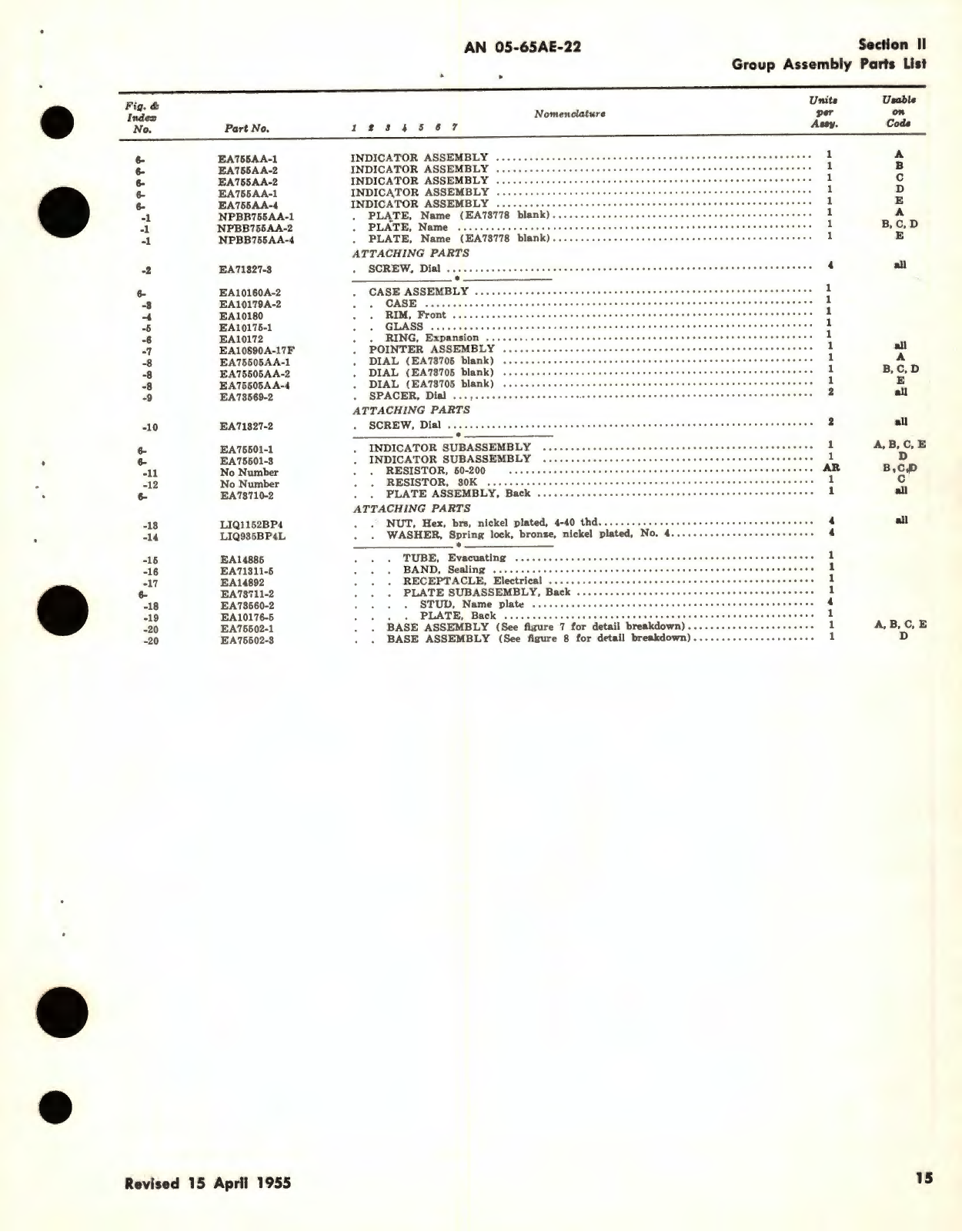Sample page 7 from AirCorps Library document: Illustrated Parts Breakdown for Capacitor Fuel Quantity Gage Indicator, Part No. EA737AA, EA737BB, EA755AA