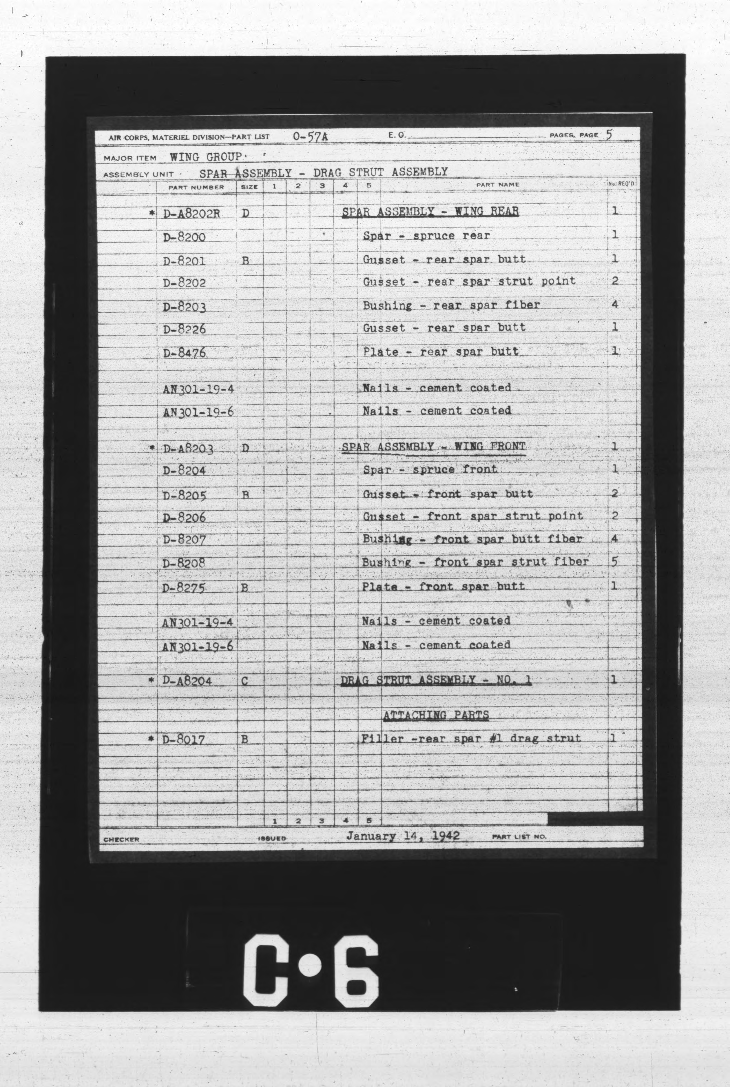 Sample page 5 from AirCorps Library document: Airplane General Assembly Parts List for O-57A