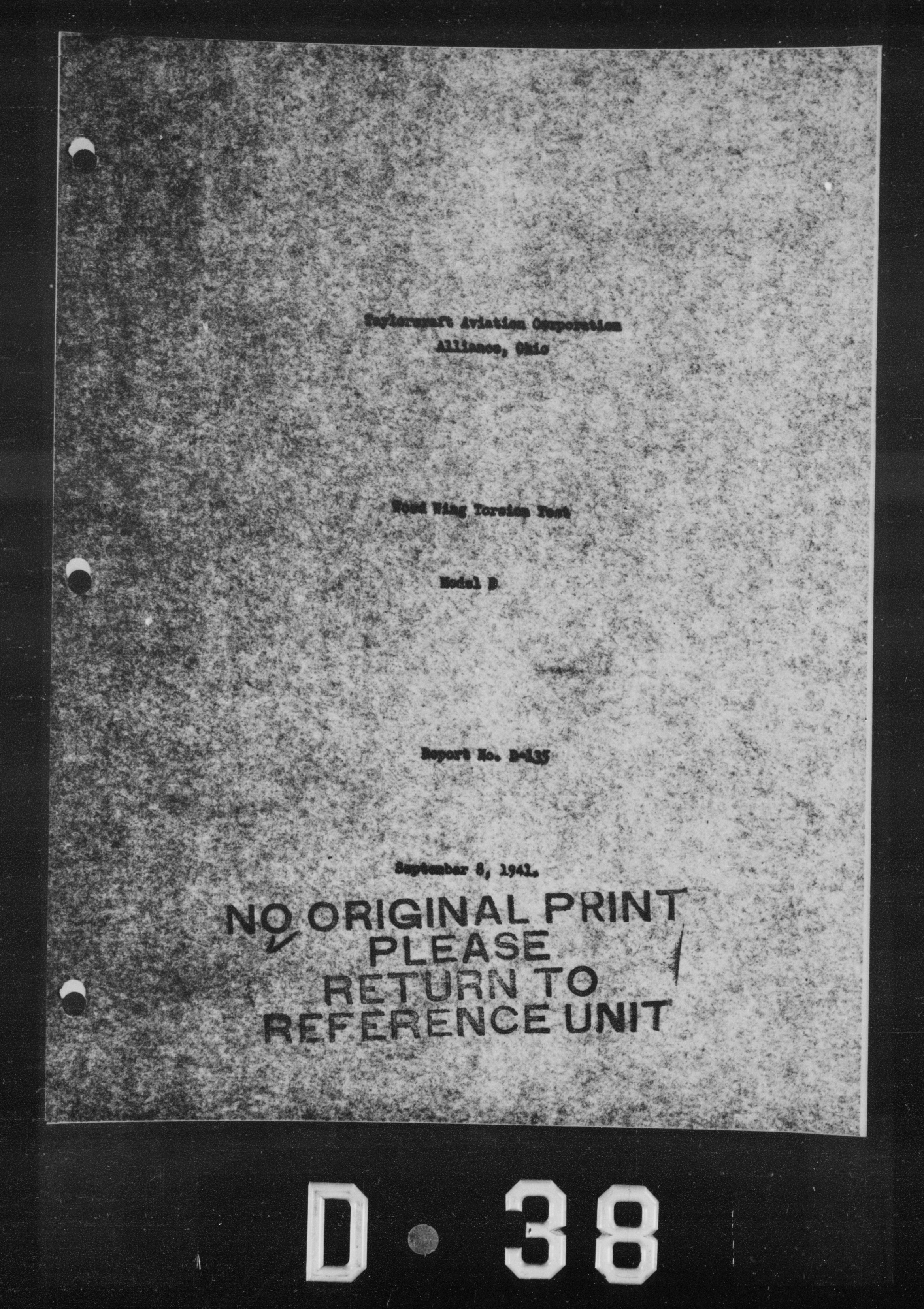 Sample page 2 from AirCorps Library document: Wood Wing Torsion Test for Model D