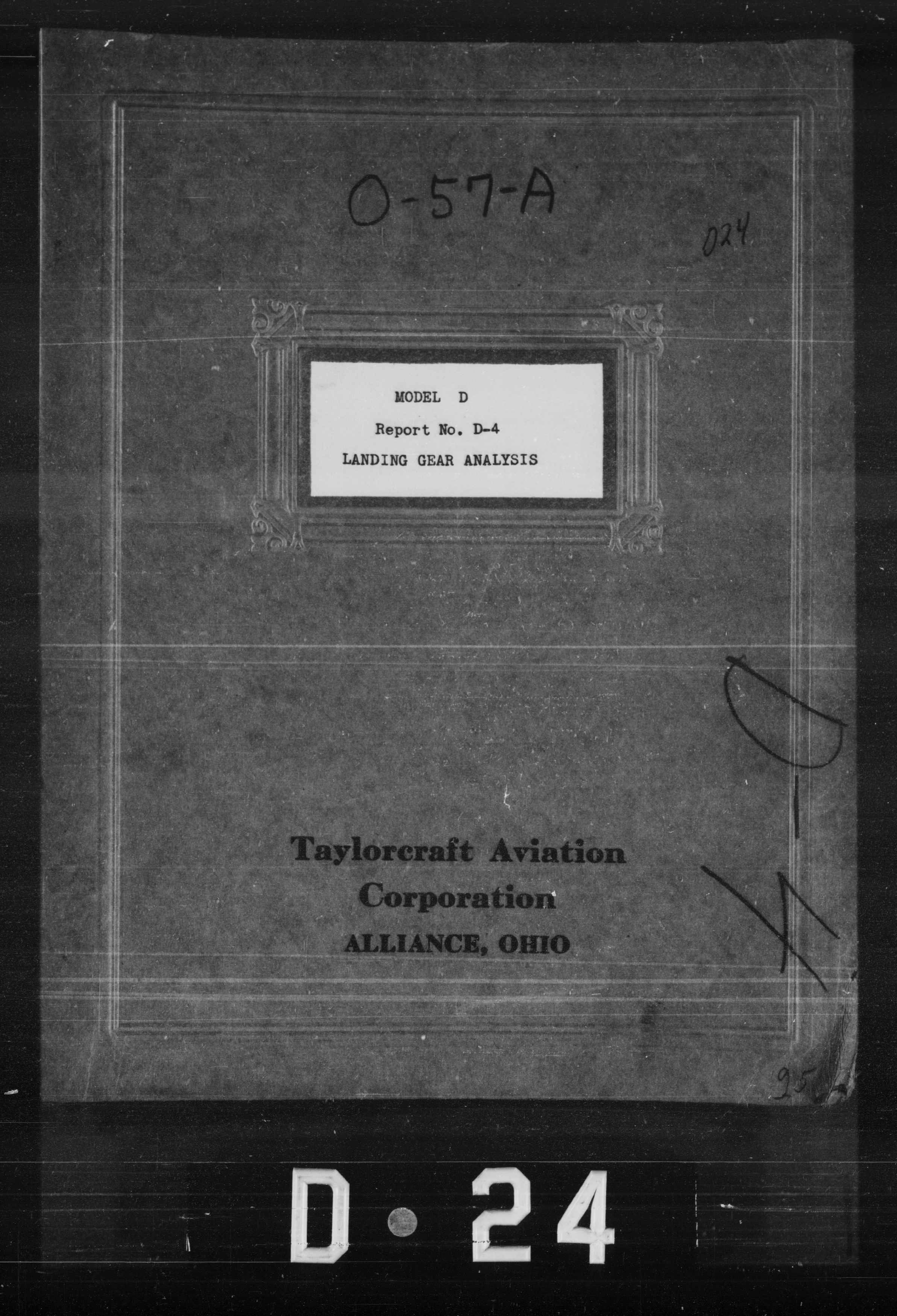 Sample page 1 from AirCorps Library document: Landing Gear Analysis for Model D