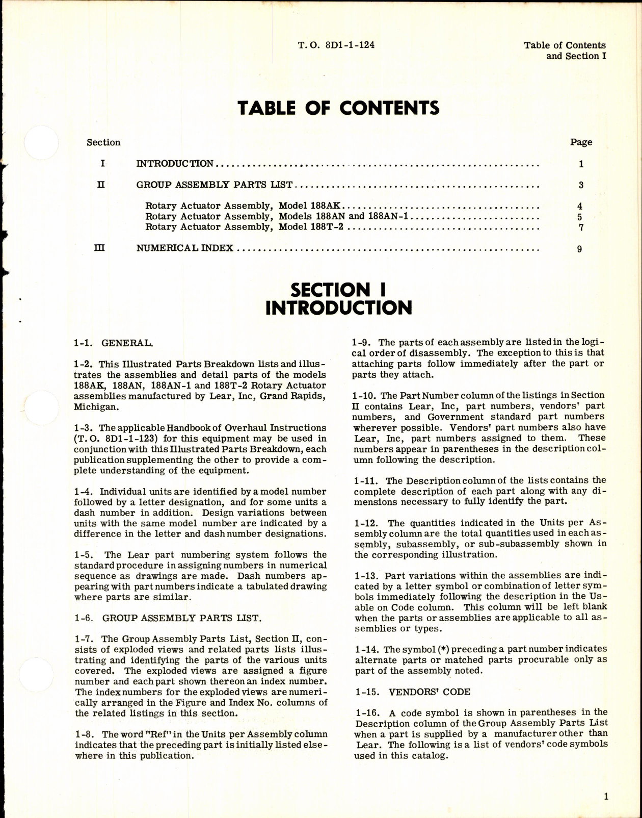 Sample page 3 from AirCorps Library document: Illustrated Parts Breakdown Rotary Actuator Assembly 188 Series