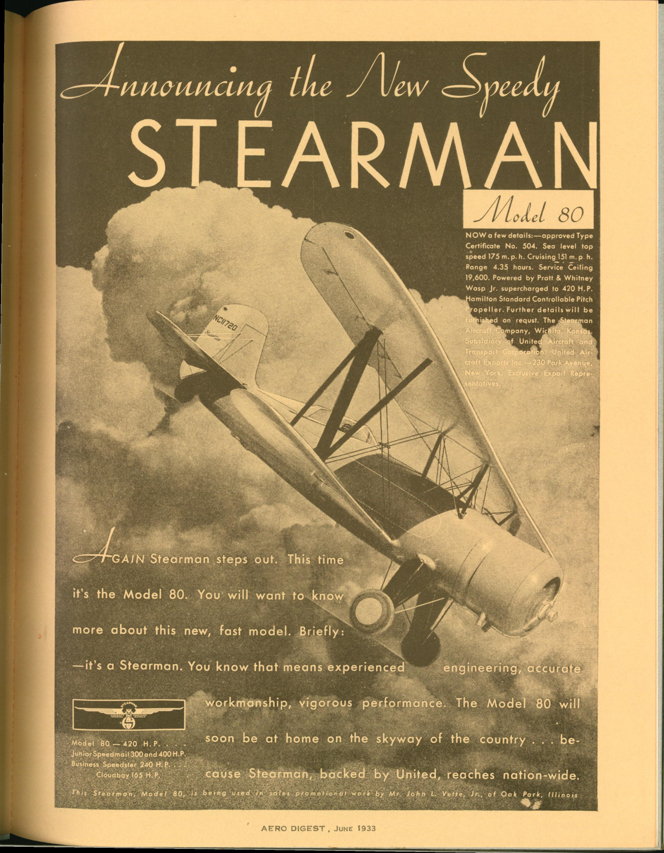 Sample page 3 from AirCorps Library document: Stearman Aircraft Ads