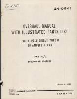Overhaul Instructions with Parts List for Three Pole Single Throw 50 Ampere Relay - Parts 6062H145 and 6062H501 