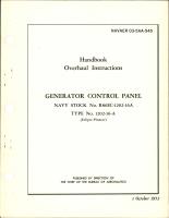 Overhaul Instructions for Generator Control Panel - Type 1202-16-A