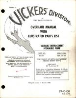 Overhaul with Illustrated Parts List for Variable Displacement Hydraulic Pump - Part 351285 - Model PV3-022-8A