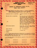 Removal of Carburetor, Model PD-9F1, from T-28A