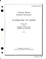 Overhaul Instructions for Evaporator Fan Motor - Part 70341 