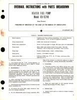 Overhaul Instructions with Parts Breakdown for Heater Fuel Pump Model RD-15240 