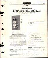 Instruction Sheet for No. N540 D-c Shunt Contactor