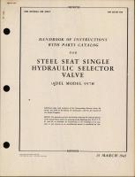 Handbook of Instructions with Parts Catalog for Steel Seat Hydraulic Selector Valve Model 9578