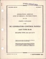 Operation, Service and Overhaul Instructions with Parts Catalog for DC Generator Control Panels - AAF Type B-1-B - Eclipse Type 1202 and 1427