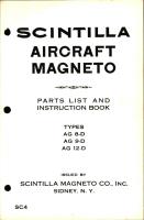Parts List and Instruction Book for Scintilla Aircraft Magneto Types AG 8-D, AG 9-D, and AG 12-D