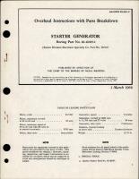 Overhaul Instructions with Parts for Starter Generator - Boeing Part 10-40115-1 