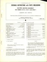 Overhaul Instructions with Parts Breakdown for Electric Motor Assembly - Parts D17167, D17457-2, and D18052-1
