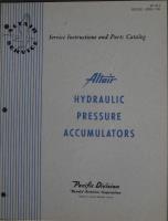 Service Instructions with Parts Catalog for Altair Hydraulic Pressure Accumulators