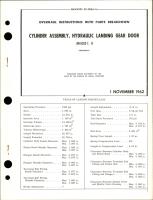 Overhaul Instructions with Parts Breakdown for Hydraulic Gear Door Cylinder Assembly - 89H1052-7 and 89H1052-8