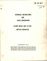 Overhaul Instructions and Parts Breakdown for Motor Generator - Model MGE 23-400