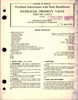 Overhaul Instructions with Parts Breakdown for Hydraulic Priority Valve - Part A-40174